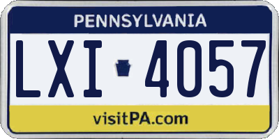 PA license plate LXI4057