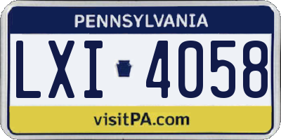 PA license plate LXI4058