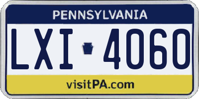 PA license plate LXI4060