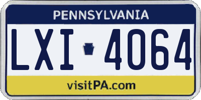 PA license plate LXI4064