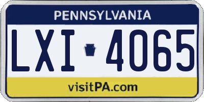 PA license plate LXI4065