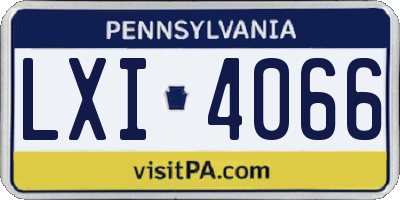 PA license plate LXI4066
