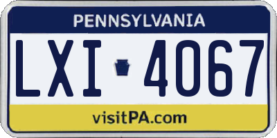 PA license plate LXI4067