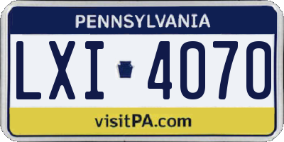 PA license plate LXI4070