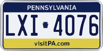 PA license plate LXI4076