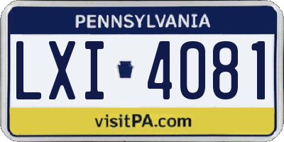 PA license plate LXI4081