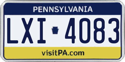 PA license plate LXI4083