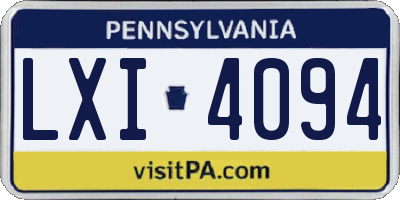 PA license plate LXI4094