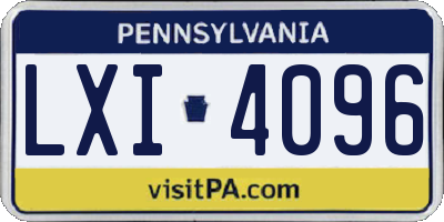 PA license plate LXI4096