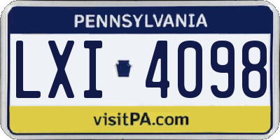 PA license plate LXI4098