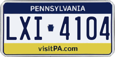 PA license plate LXI4104