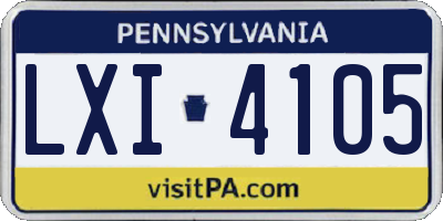 PA license plate LXI4105