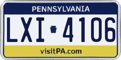PA license plate LXI4106