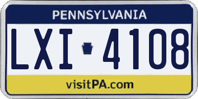 PA license plate LXI4108