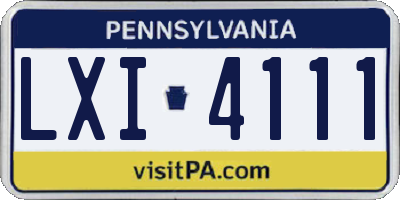 PA license plate LXI4111