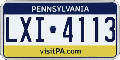 PA license plate LXI4113
