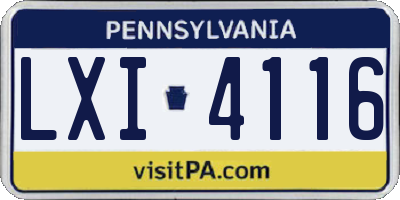 PA license plate LXI4116