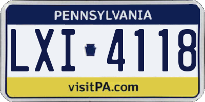 PA license plate LXI4118