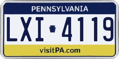 PA license plate LXI4119
