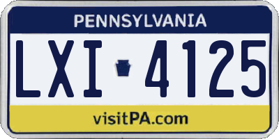 PA license plate LXI4125