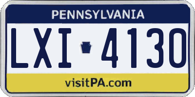 PA license plate LXI4130