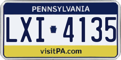 PA license plate LXI4135