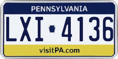 PA license plate LXI4136