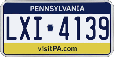 PA license plate LXI4139