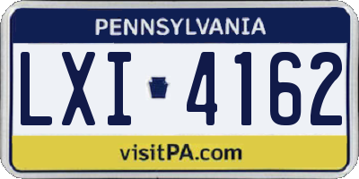 PA license plate LXI4162