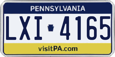 PA license plate LXI4165