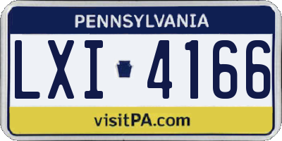PA license plate LXI4166