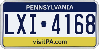 PA license plate LXI4168