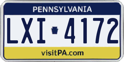 PA license plate LXI4172