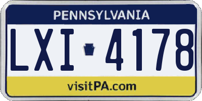 PA license plate LXI4178