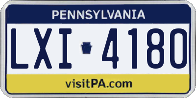 PA license plate LXI4180