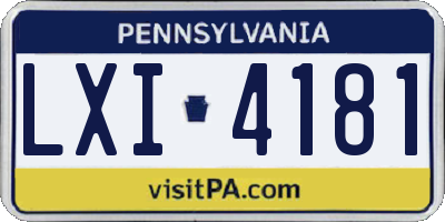 PA license plate LXI4181