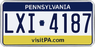 PA license plate LXI4187
