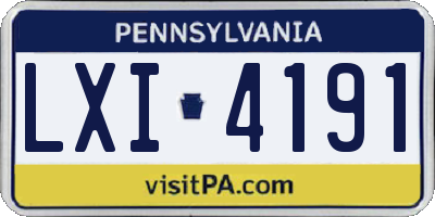 PA license plate LXI4191