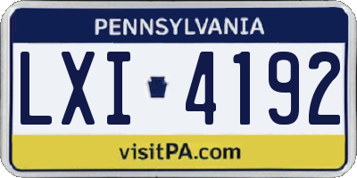 PA license plate LXI4192