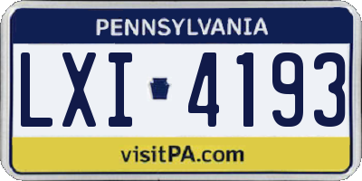 PA license plate LXI4193