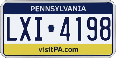 PA license plate LXI4198