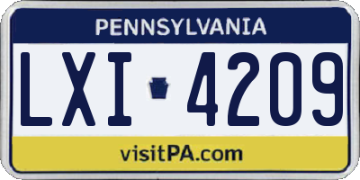 PA license plate LXI4209