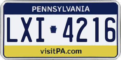 PA license plate LXI4216