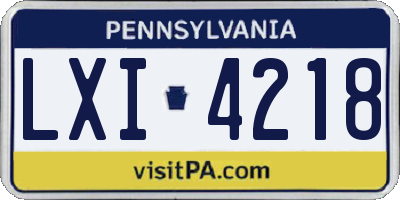 PA license plate LXI4218