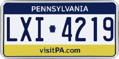 PA license plate LXI4219