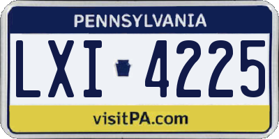 PA license plate LXI4225