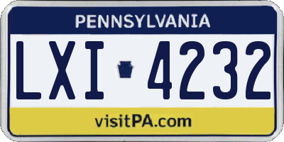 PA license plate LXI4232