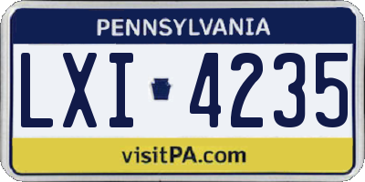 PA license plate LXI4235