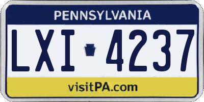 PA license plate LXI4237