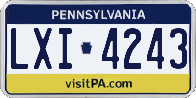 PA license plate LXI4243